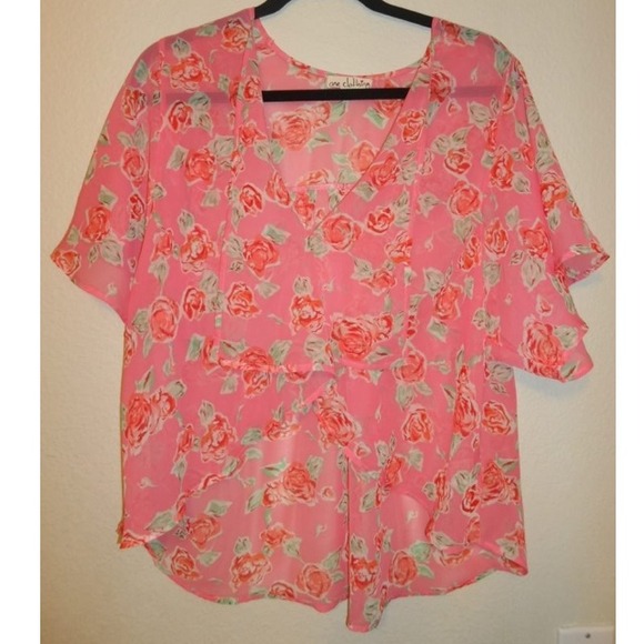 Pink Chiffon Floral Top - Picture 1 of 4