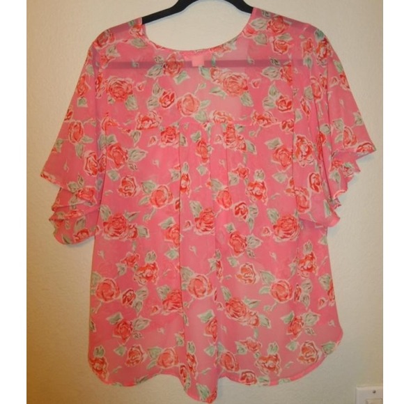 Pink Chiffon Floral Top - Picture 2 of 4