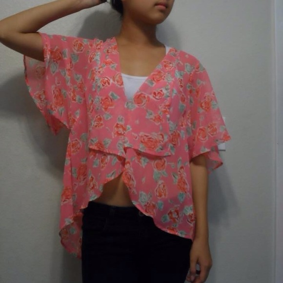 Pink Chiffon Floral Top - Picture 3 of 4