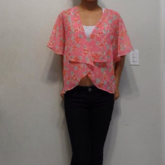 Pink Chiffon Floral Top - Picture 4 of 4