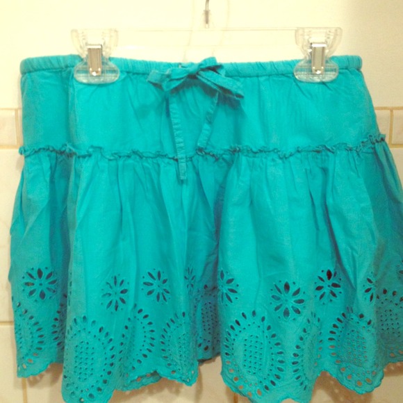Aqua eyelet skirt