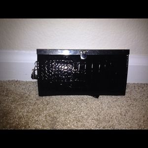 Black faux snake skin clutch Black faux snake skin clutch