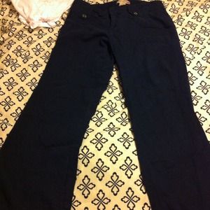Navy linen/cotton flares