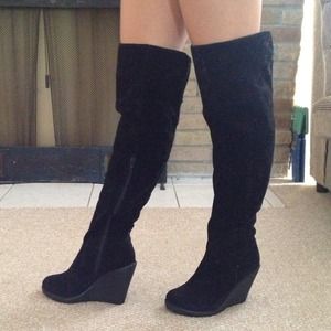 Black Suede Knee High Boots