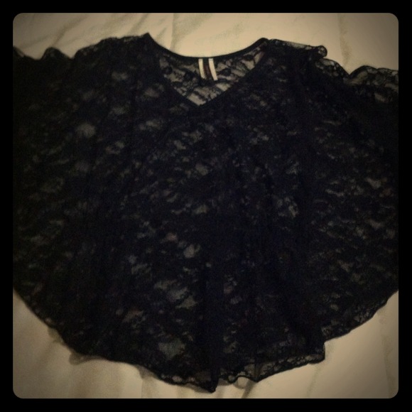 Black lace pullover top