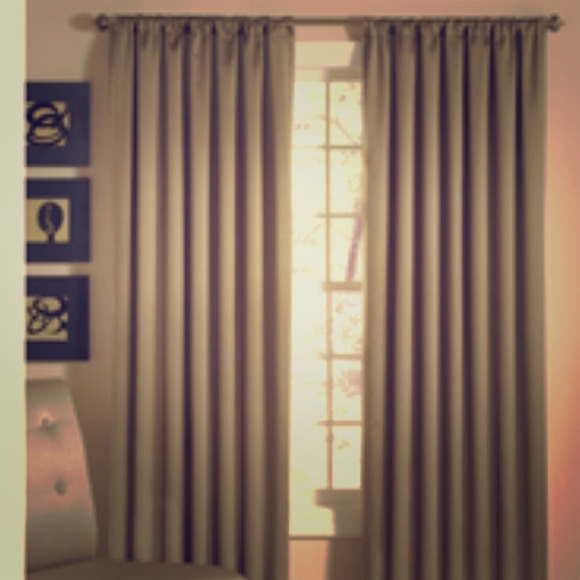 (3) 84 inch gold/tan black out curtains