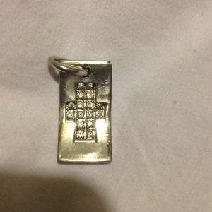 925 silver diamond simulant cross pendant .