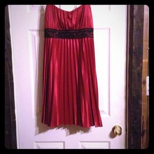 Red and black lace dress