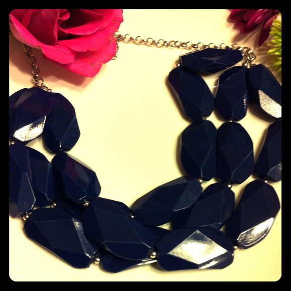 RESERVED FOR @kthorman Navy 3 Strand Necklace