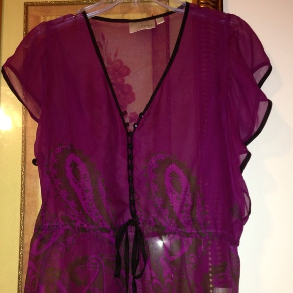 Sheer burgundy blouse