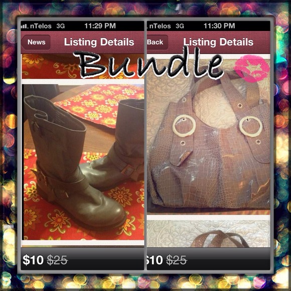 Gray boots and purse
