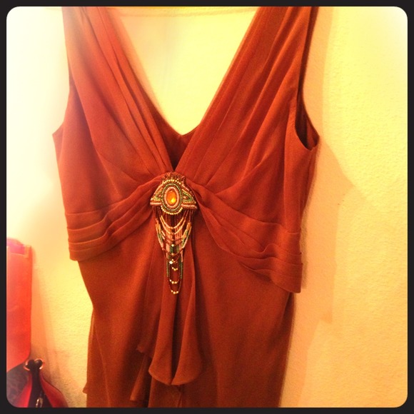 M silk top with beaded detail