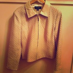 ⬇REDUCED AGAIN!  ST. JOHN leather/suede cream coat