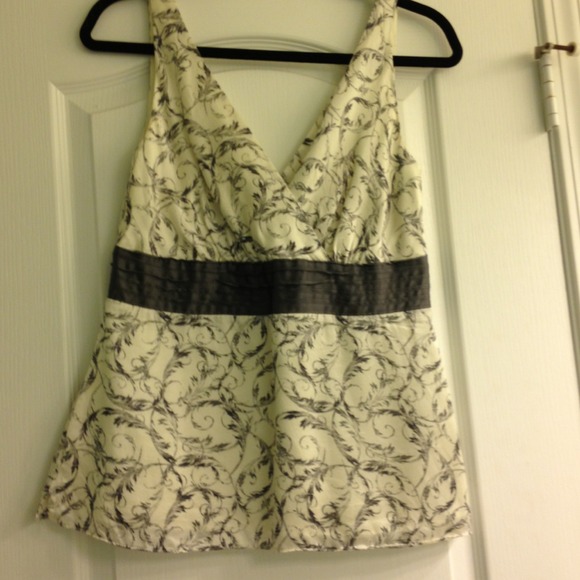 Cream and Silver Silk WHBM Sleeveless Blouse