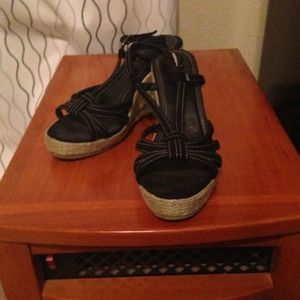 Black wedge sandal heels. Size 5.5