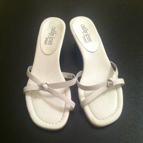 White Cathy Jean Sandal heels.