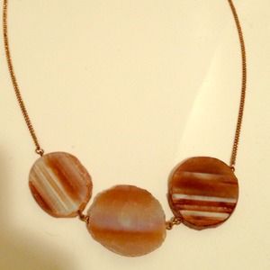 Three Agate Stone Brown Necklace