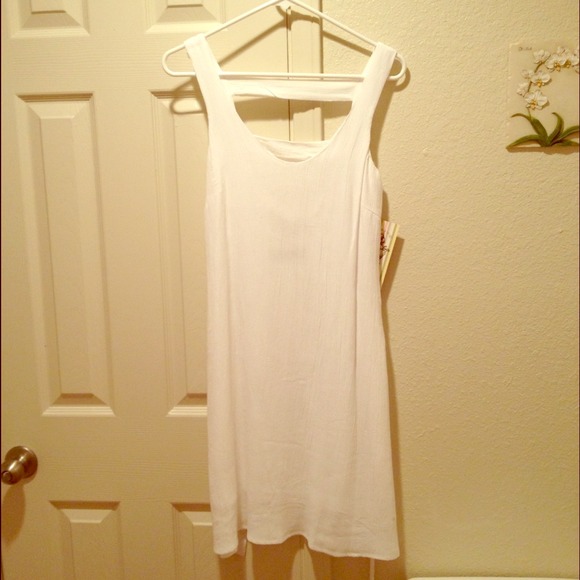 NWT White Silk Open Back Beach Dress
