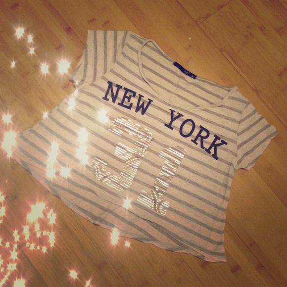 SOLD Love j New York striped crop top