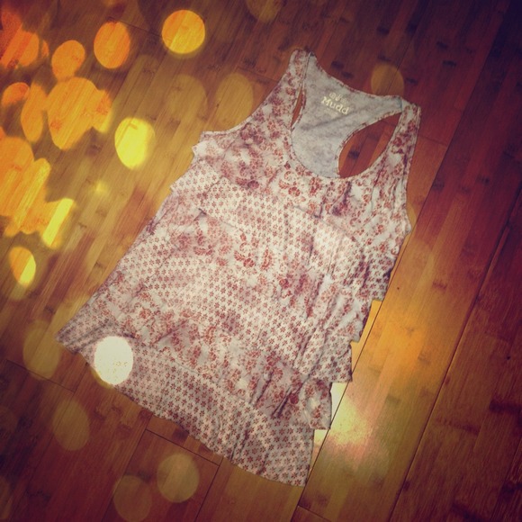 SOLD Floral ruffle racer back tank