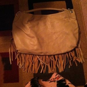 Tan fringe hobo hand bag purse new with out tags