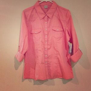 👚Roll sleeve shirt Sugar Coral