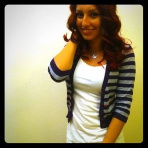 Purple & grey striped cardigan