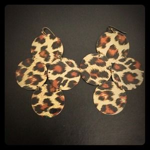 Leopard Print Metal Earrings