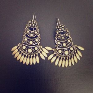 Bronze metal dangle earrings