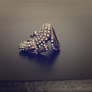 Rhinestone Bronze Croc gator Statement Ring