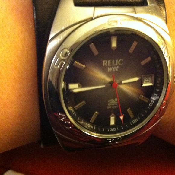 Watch. Leather band. Relic by fossil