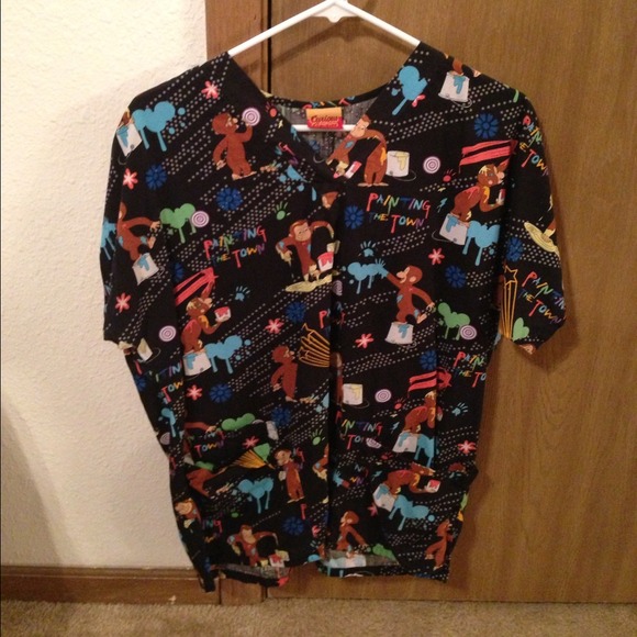 Curious George Paints the Town Scrub Top