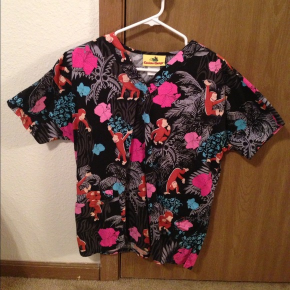 Curious George Hawaiian Scrub Top