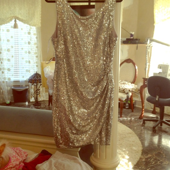 Full silver sequined dress!