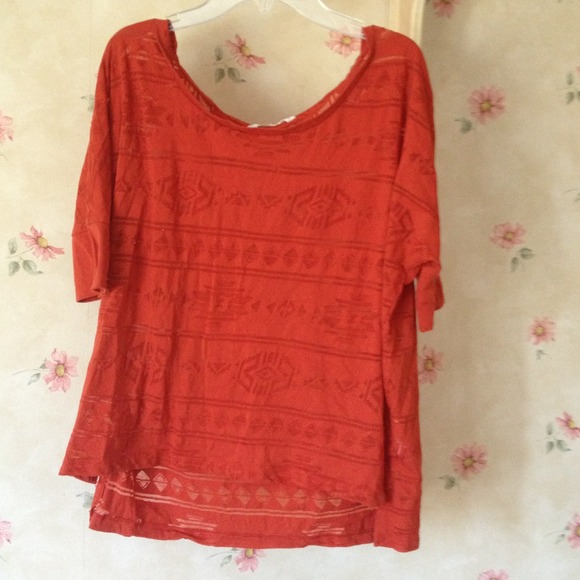 Orange Aztec Oversized Top