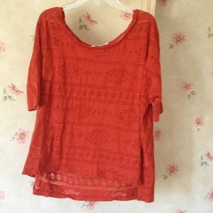 Orange Aztec Oversized Top