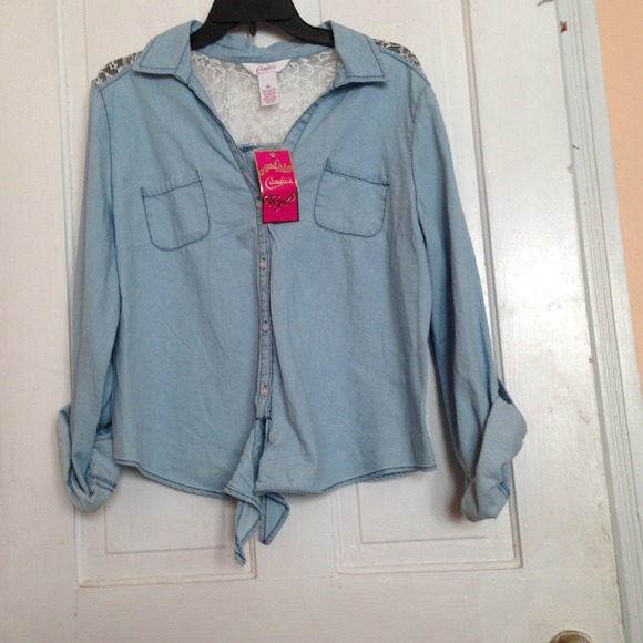 candies Tops - Candies chambray denim with lace shirt