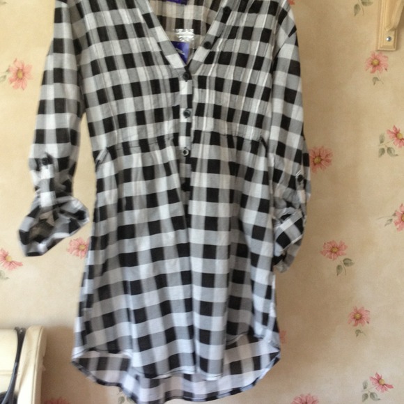 Black and White Plaid Blouse