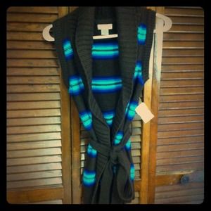 Brown and Blue striped sweater vest