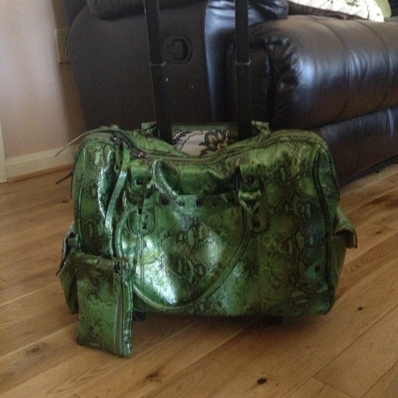 Snake skin print rolling briefcase