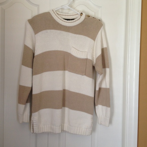LizSport Petite Beige & Cream Sweater - Picture 1 of 3