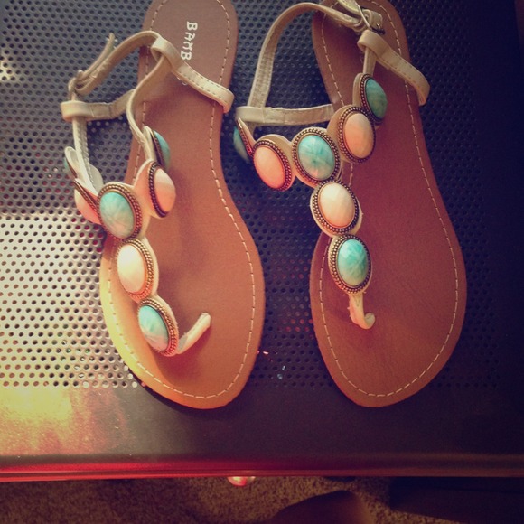 Bamboo jewled flat sandals! Never worn!