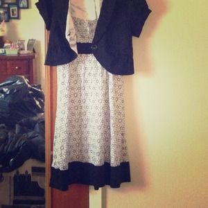 Black and white dress w/ floral print