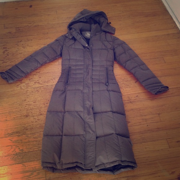 Long gray down winter coat