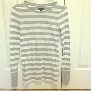 Grey and white striped long sleeve shirt