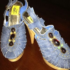 Brand new jean embellished heels!