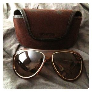 Tom Ford "Angus" whiskey brown & gold sunglasses.