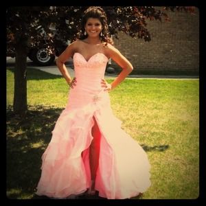 Flamingo pink prom dress