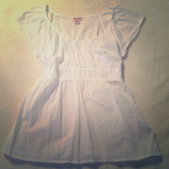 Empire Waist White Ruffled Top