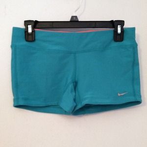 Nike teal running shorts with tie